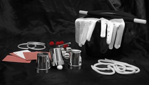 Magician props on a table